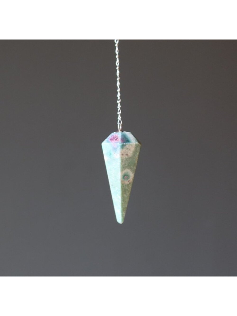 Ruby Fuchsite Pendulum Inner Truth Sterling Silver Chain Crystal Diving Point